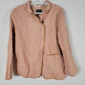OSKA Womens Sz 2 Peach Long Sleeves Pocket Snap Button Casual Blazer Jacket
